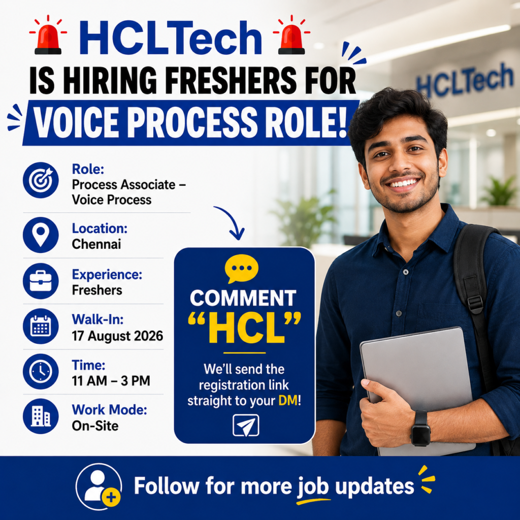 HCLTech Mega Walk-In Drive – Process Associate (Voice Process)